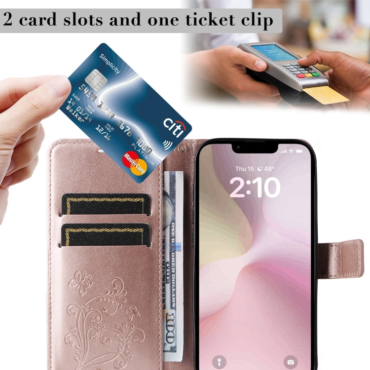 For iPhone 16e 3D Butterfly Embossed Pattern Flip Leather Phone Case(Rose Gold) by buy2fix