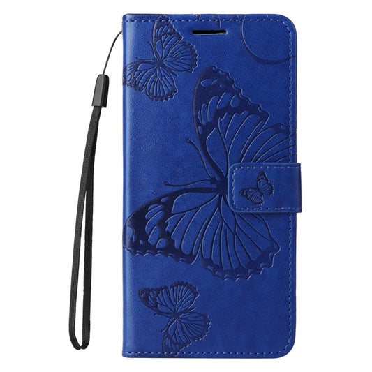 For iPhone 16 3D Butterfly Embossed Pattern Flip Leather Phone Case(Blue) by buy2fix