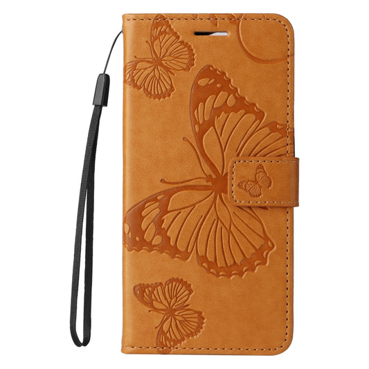 For iPhone 16 3D Butterfly Embossed Pattern Flip Leather Phone Case(Yellow) by buy2fix