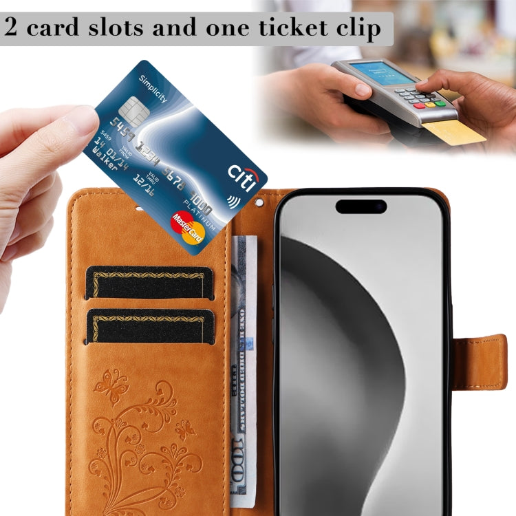 For iPhone 16 Pro Max 3D Butterfly Embossed Pattern Flip Leather Phone Case(Yellow) by buy2fix