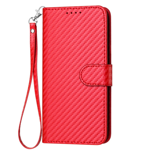 For OnePlus 12 YX0070 Carbon Fiber Buckle Leather Phone Case with Lanyard(Red) by buy2fix
