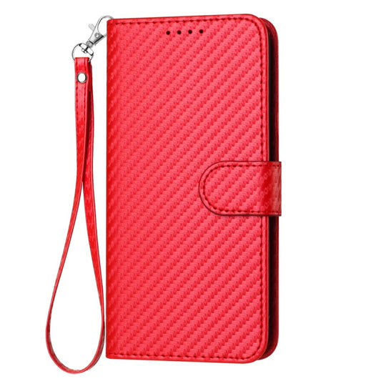 For Motorola Edge 5G 2024 YX0070 Carbon Fiber Buckle Leather Phone Case with Lanyard(Red) by buy2fix