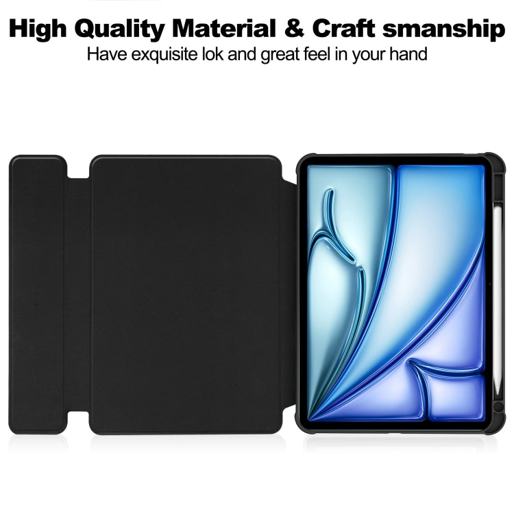 For iPad Air 11 2025 / 2024 Transparent Rotation Smart Leather Tablet Case(Black) - iPad Air 11 2025 / 2024 Cases by buy2fix | Online Shopping UK | buy2fix
