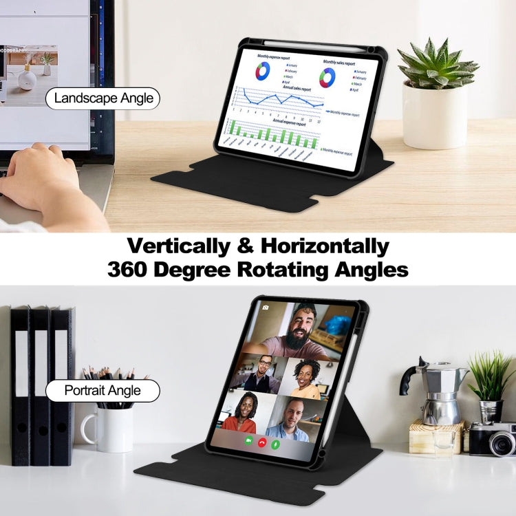 For iPad Air 11 2025 / 2024 Transparent Rotation Smart Leather Tablet Case(Black) - iPad Air 11 2025 / 2024 Cases by buy2fix | Online Shopping UK | buy2fix