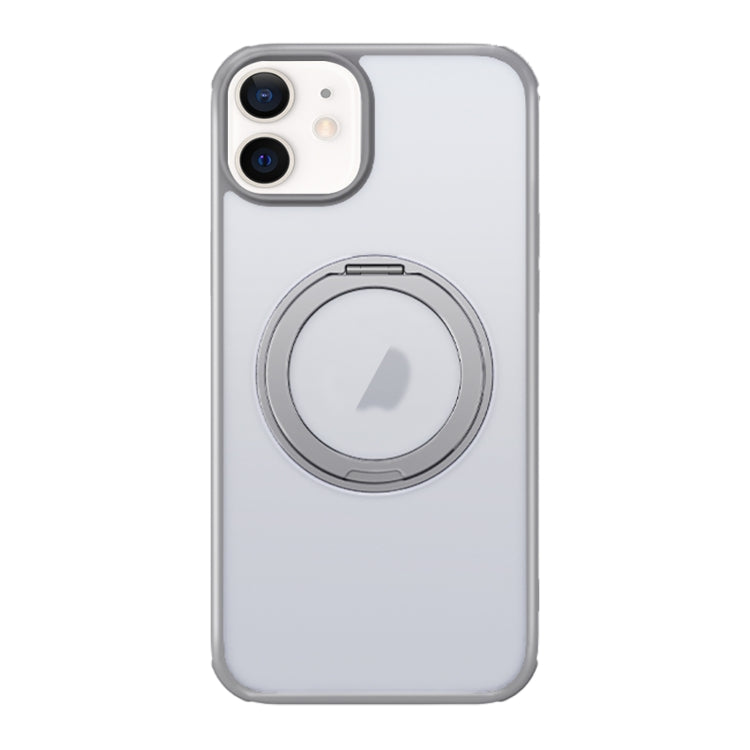 For iPhone 12 MagSafe Holder PC Hybrid TPU Phone Case(Matte Grey) - iPhone 12 / 12 Pro Cases by buy2fix | Online Shopping UK | buy2fix