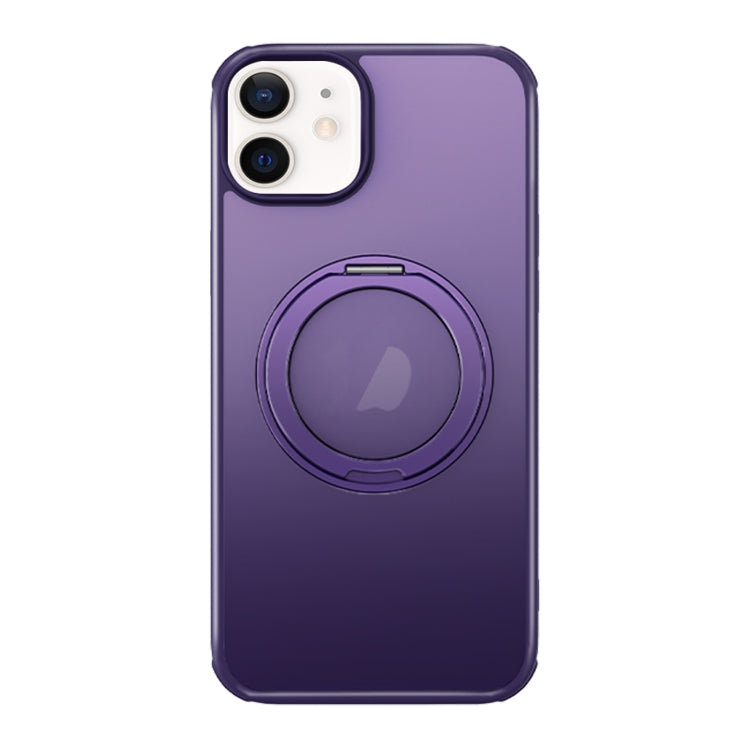 For iPhone 12 MagSafe Holder PC Hybrid TPU Phone Case(Matte Purple) - iPhone 12 / 12 Pro Cases by buy2fix | Online Shopping UK | buy2fix
