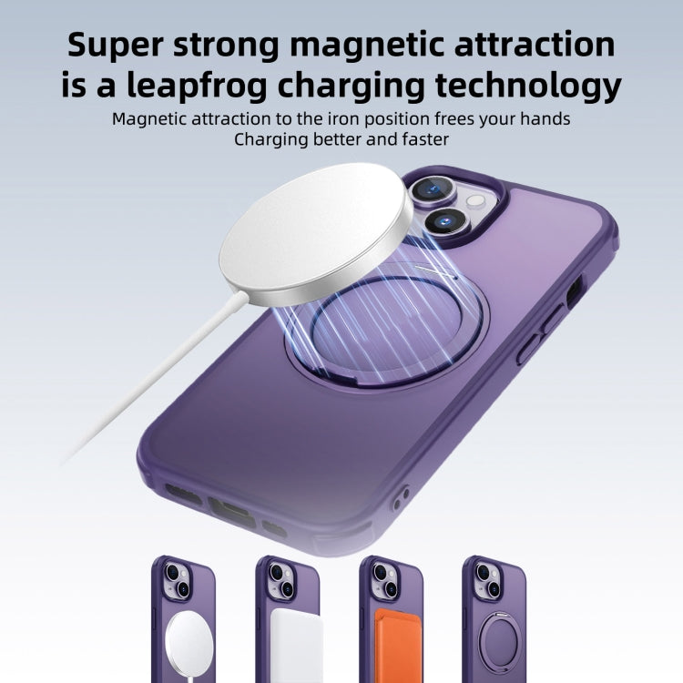 For iPhone 12 MagSafe Holder PC Hybrid TPU Phone Case(Matte Purple) - iPhone 12 / 12 Pro Cases by buy2fix | Online Shopping UK | buy2fix