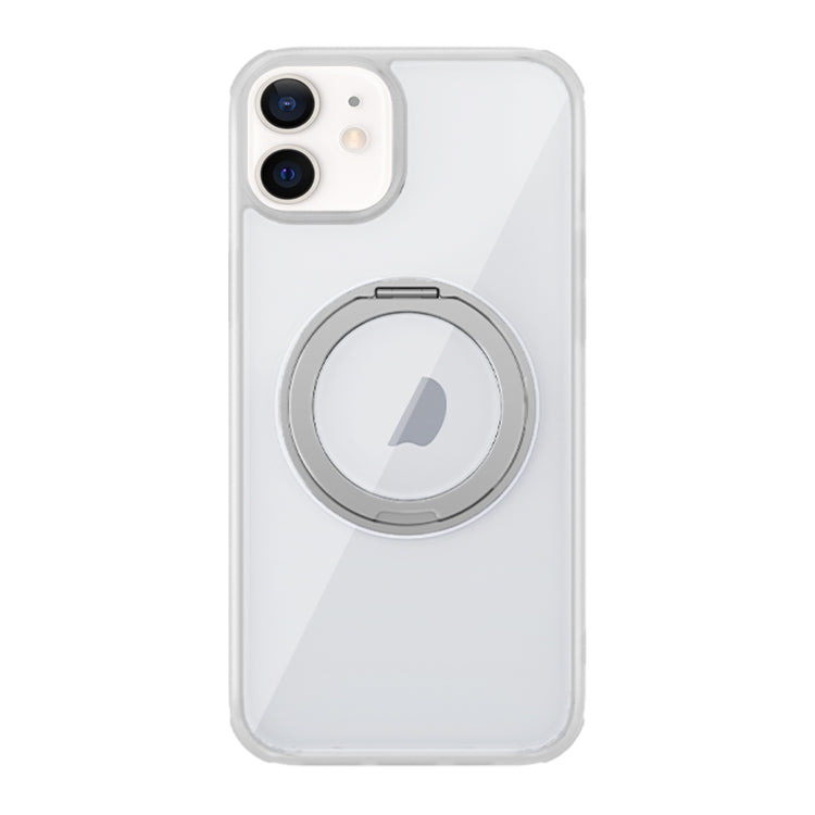 For iPhone 12 MagSafe Holder PC Hybrid TPU Phone Case(Transparent White) - iPhone 12 / 12 Pro Cases by buy2fix | Online Shopping UK | buy2fix
