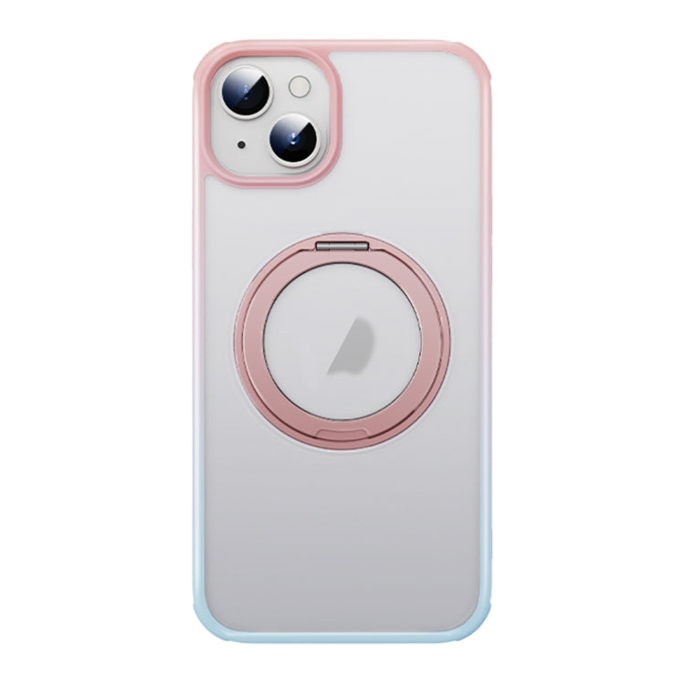 For iPhone 14 Plus MagSafe Holder PC Hybrid TPU Phone Case(Pink Blue) - iPhone 14 Plus Cases by buy2fix | Online Shopping UK | buy2fix