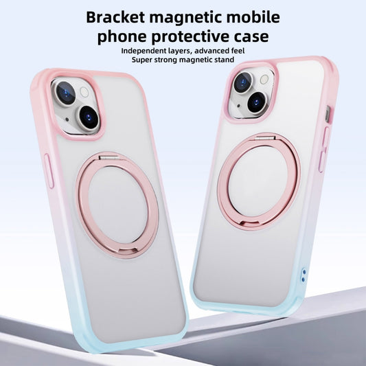 For iPhone 14 Plus MagSafe Holder PC Hybrid TPU Phone Case(Pink Blue) - iPhone 14 Plus Cases by buy2fix | Online Shopping UK | buy2fix