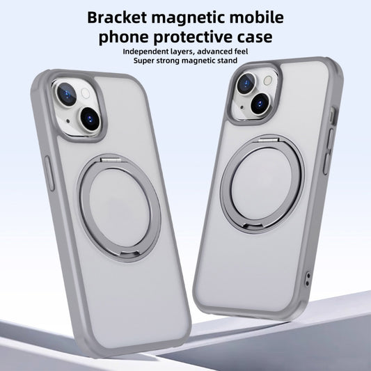 For iPhone 14 Plus MagSafe Holder PC Hybrid TPU Phone Case(Matte Grey) - iPhone 14 Plus Cases by buy2fix | Online Shopping UK | buy2fix