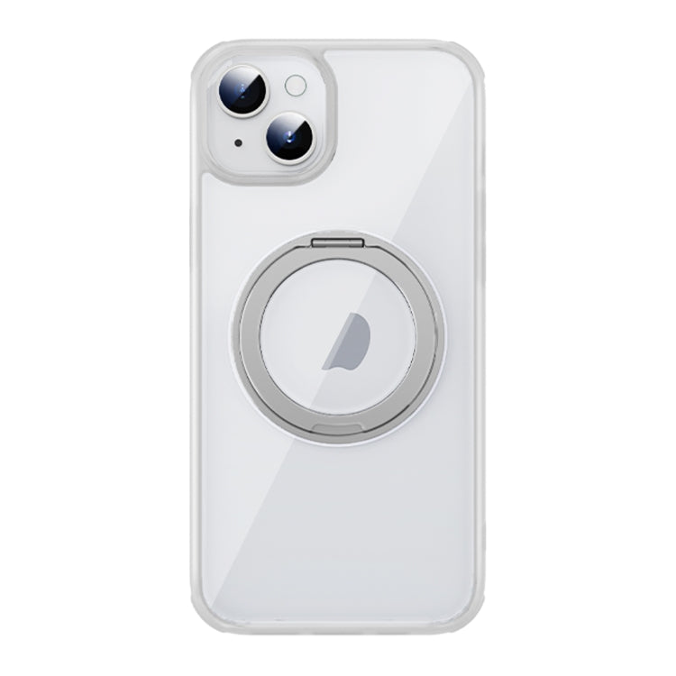 For iPhone 15 MagSafe Holder PC Hybrid TPU Phone Case(Transparent White) - iPhone 15 Cases by buy2fix | Online Shopping UK | buy2fix
