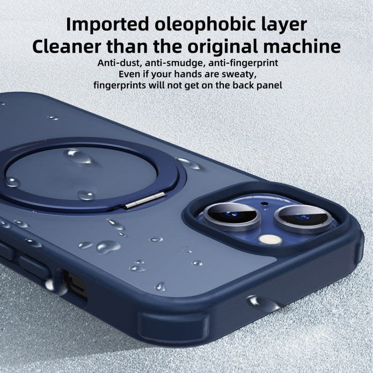 For iPhone 15 Pro MagSafe Holder PC Hybrid TPU Phone Case(Matte Blue) - iPhone 15 Pro Cases by buy2fix | Online Shopping UK | buy2fix