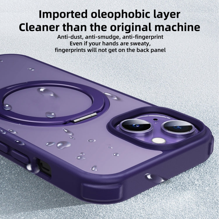 For iPhone 15 Pro MagSafe Holder PC Hybrid TPU Phone Case(Matte Purple) - iPhone 15 Pro Cases by buy2fix | Online Shopping UK | buy2fix