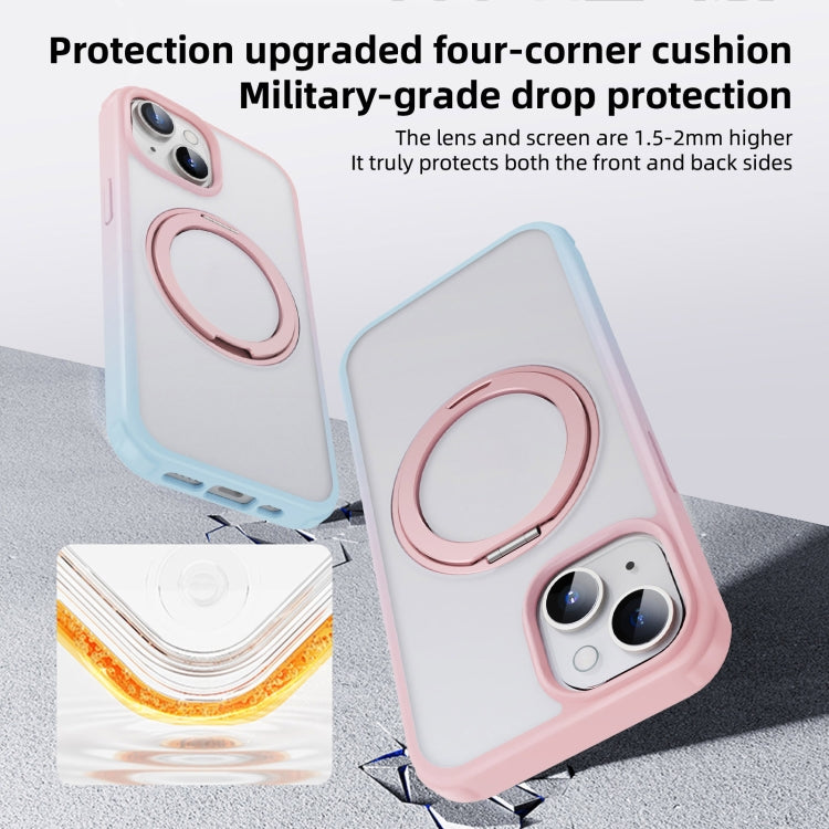 For iPhone 15 Pro Max MagSafe Holder PC Hybrid TPU Phone Case(Pink Blue) by buy2fix
