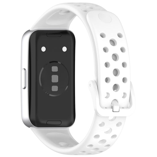 For Huawei Band 10 / 9 / 8 Round Hole Nail Button Silicone Watch Band(White) by buy2fix