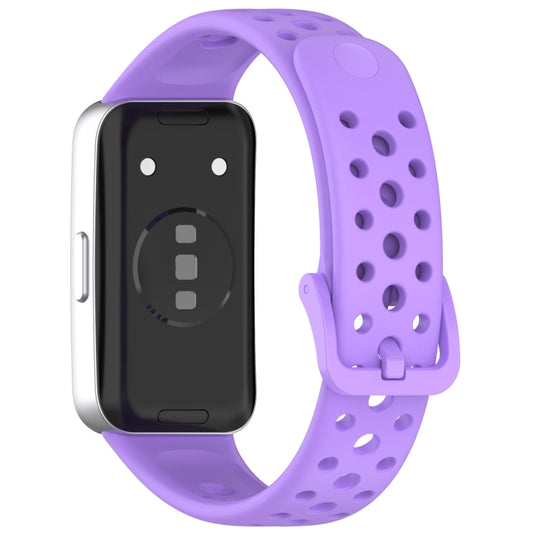 For Huawei Band 10 / 9 / 8 Round Hole Nail Button Silicone Watch Band(Purple) by buy2fix