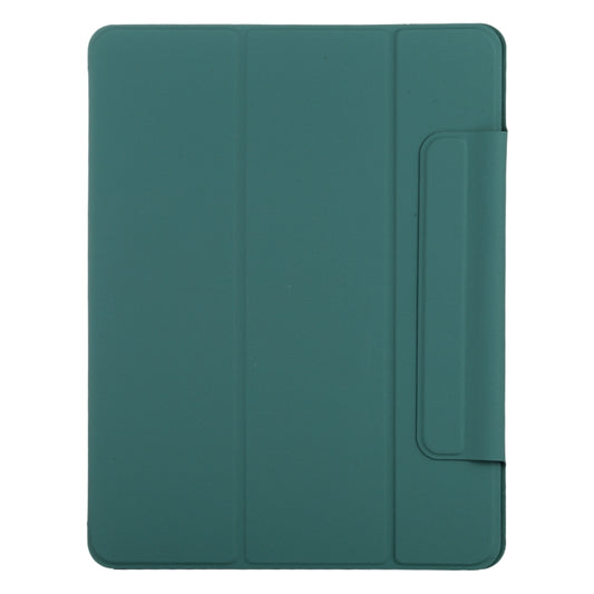 For iPad Air 13 2025 / 2024 Double-sided Clip Fixed Buckle Magnetic PU Leather Smart Tablet Case(Dark Green) by buy2fix