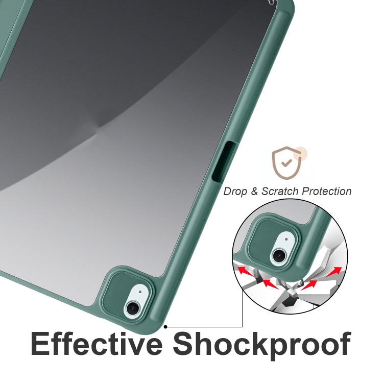 For iPad Air 11 2024 / 2025 Acrylic 3-folding Smart Leather Tablet Case(Dark Green) by buy2fix