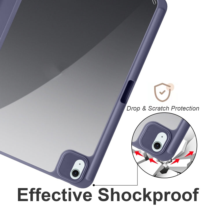 For iPad Air 11 2024 / 2025 Acrylic 3-folding Smart Leather Tablet Case(Purple) by buy2fix