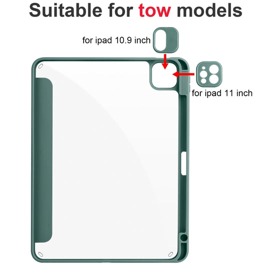 For iPad Pro 13 2025 / 2024 Acrylic 3-folding Smart Leather Tablet Case(Dark Green) by buy2fix