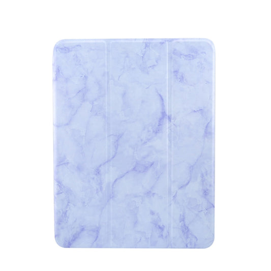 For iPad Air 11 2024 / 2025 Three-fold Marble Texture Protective Tablet Case with Pen Slot(Purple) by buy2fix