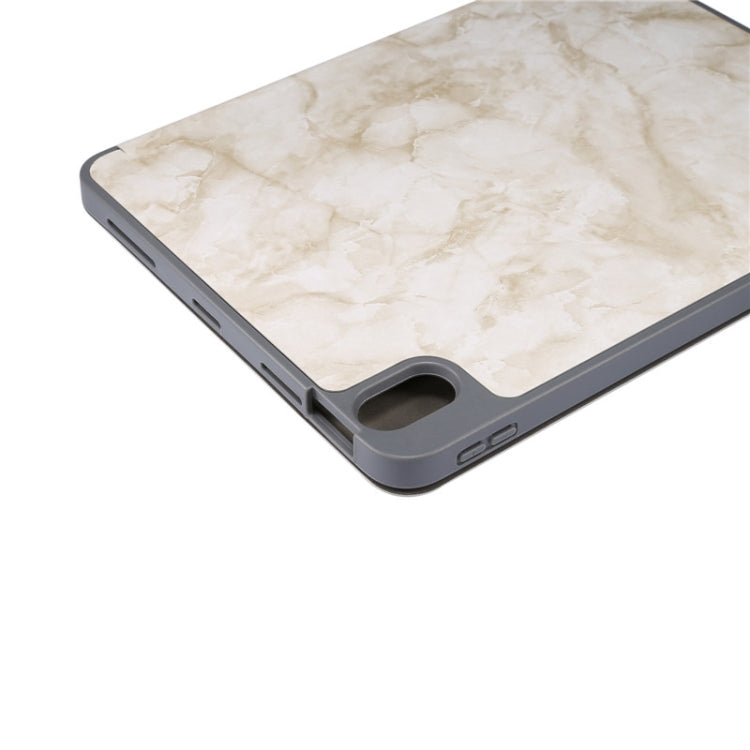 For iPad Air 11 2024 / 2025 Three-fold Marble Texture Protective Tablet Case with Pen Slot(Smoky Gray) by buy2fix