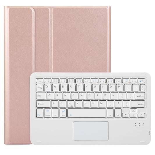 For iPad Pro 11 2024 A13B-A Lambskin Texture Bluetooth Touch Square Keyboard Leather Tablet Case with Pen Slot(Rose Gold) by buy2fix