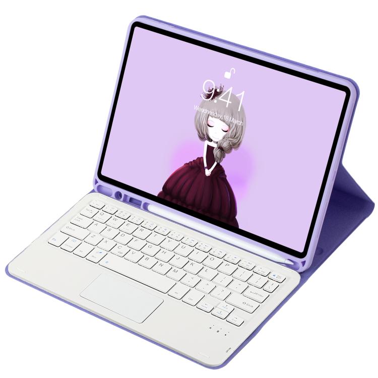 For iPad Pro 11 2024 A13B-A Lambskin Texture Bluetooth Touch Square Keyboard Leather Tablet Case with Pen Slot(Lilac) - For iPad Pro by buy2fix | Online Shopping UK | buy2fix