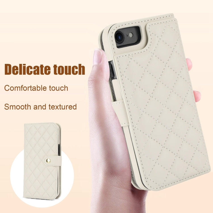 For iPhone 7 / 8 / SE 2022 Crossbody Multifunction Rhombic Leather Phone Case(White) - iPhone SE 2022 / 2020 / 8 / 7 Cases by buy2fix | Online Shopping UK | buy2fix