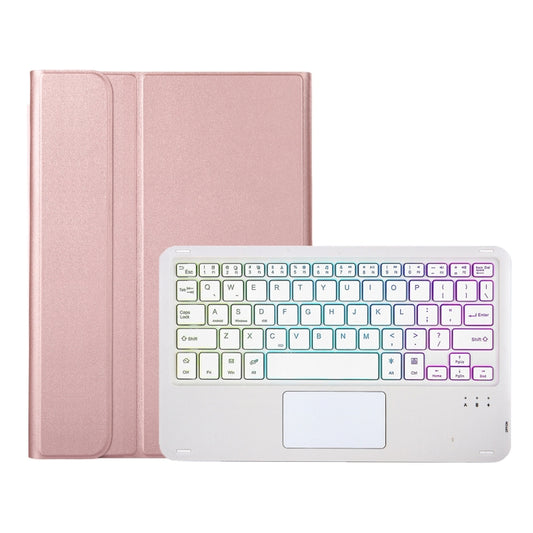 For iPad Pro 11 2024 A13B-AS Lambskin Texture Backlight Bluetooth Touch Keyboard Leather Tablet Case with Pen Slot(Rose Gold) by buy2fix