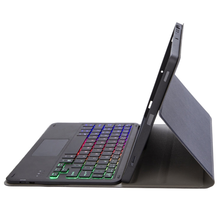 For iPad Pro 11 2024 A13B-AS Lambskin Texture Backlight Bluetooth Touch Keyboard Leather Tablet Case with Pen Slot(Dark Blue) by buy2fix