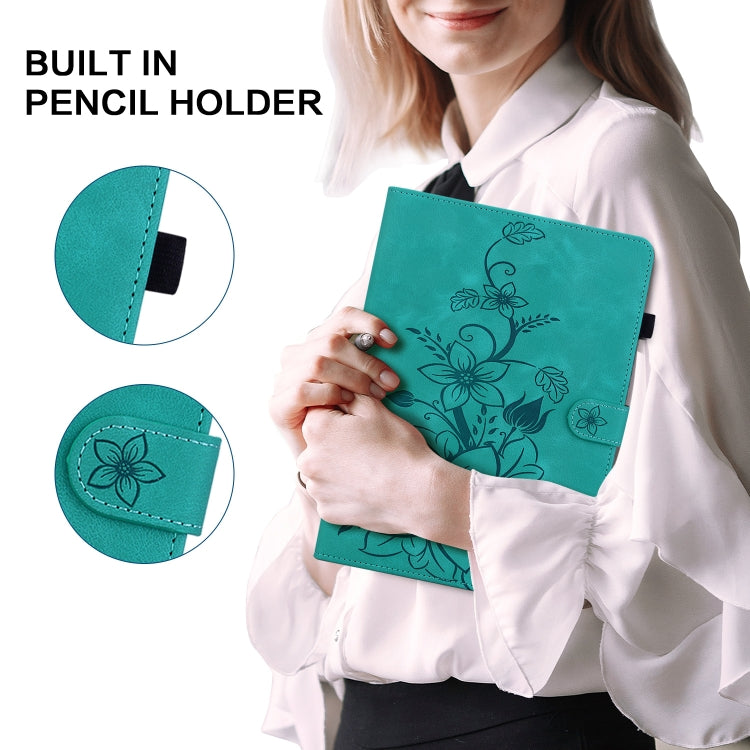 For Huawei MatePad SE 11 2024 Lily Embossed Leather Tablet Case(Green) by buy2fix
