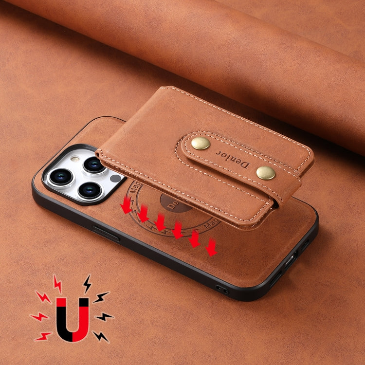 For iPhone 12/12 Pro Denior D14 NK Retro Pattern MagSafe Magnetic Card Holder Leather Phone Case(Brown) by Denior