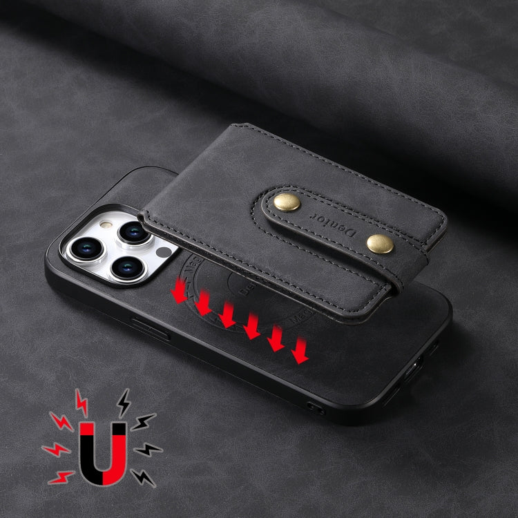 For iPhone 12/12 Pro Denior D14 NK Retro Pattern MagSafe Magnetic Card Holder Leather Phone Case(Black) by Denior