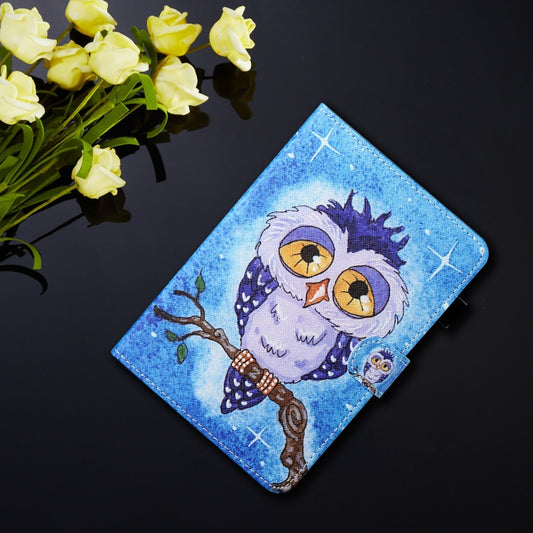 For iPad Pro 11 2025 / 2024 Coloured Drawing Stitching Smart Leather Tablet Case(Blue Owl) by buy2fix