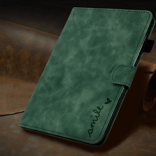 For iPad Pro 11 2024 Embossed Smile Smart Leather Tablet Case(Green) by buy2fix