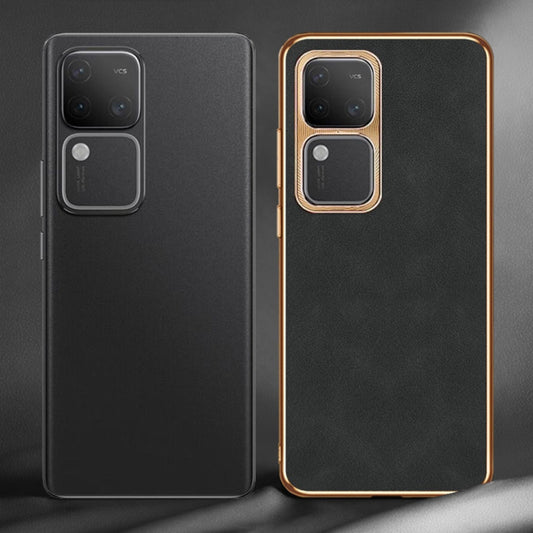 For vivo X80 Electroplating Lambskin Leather Phone Case(Blue) by buy2fix