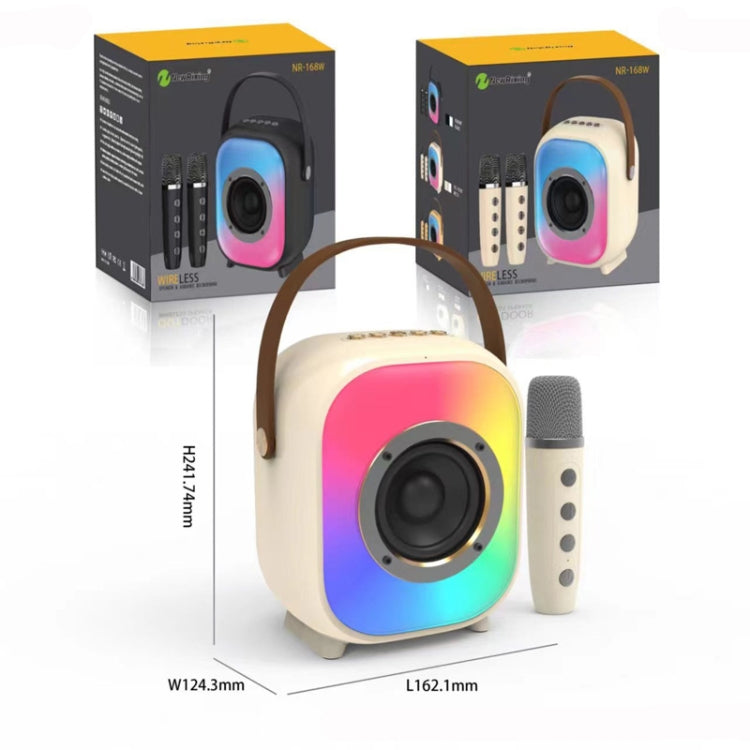 NewRixing NR168W Portable Colorful Bluetooth Speaker Home Dual Mic Karaoke Speaker(Coffee) by NewRixing