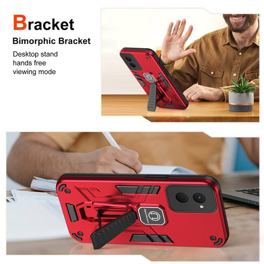 For Motorola Moto G Power 2024 Shockproof Holder Phone Case(Red) by buy2fix