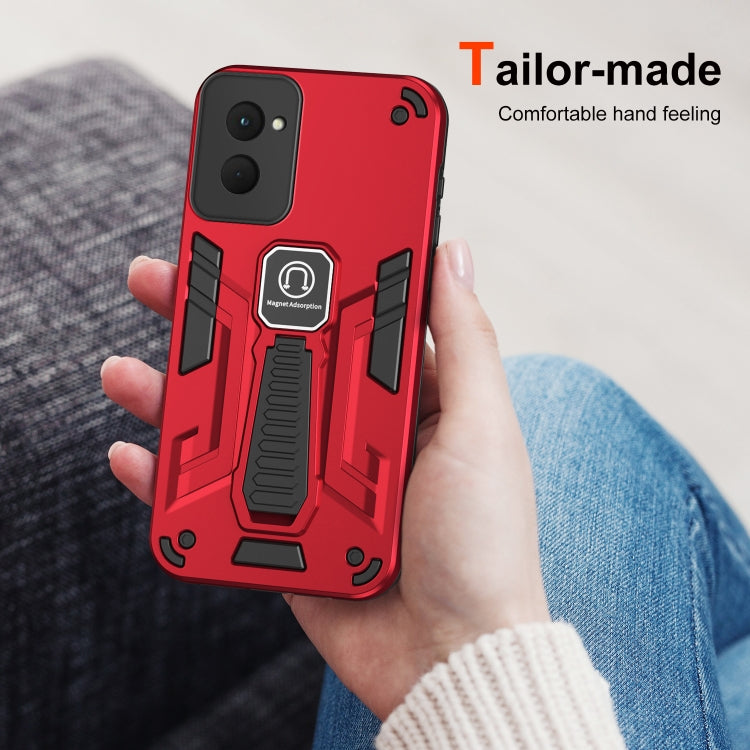 For Motorola Moto G Power 2024 Shockproof Holder Phone Case(Red) by buy2fix