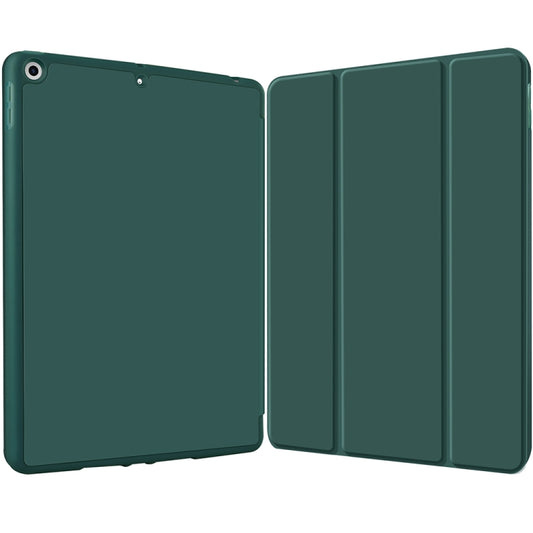 For iPad 10.2 2021 / 2020 / 2019 3-fold TPU Smart Leather Tablet Case with Pen Slot(Dark Green) - iPad 10.2 Cases by buy2fix | Online Shopping UK | buy2fix