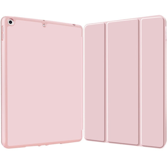 For iPad 10.2 2021 / 2020 / 2019 3-fold TPU Smart Leather Tablet Case with Pen Slot(Pink) - iPad 10.2 Cases by buy2fix | Online Shopping UK | buy2fix