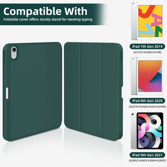 For iPad Air 5 / 4 3-fold TPU Smart Leather Tablet Case with Pen Slot(Dark Green) - iPad Air (2022) / (2020) 10.9 Cases by buy2fix | Online Shopping UK | buy2fix