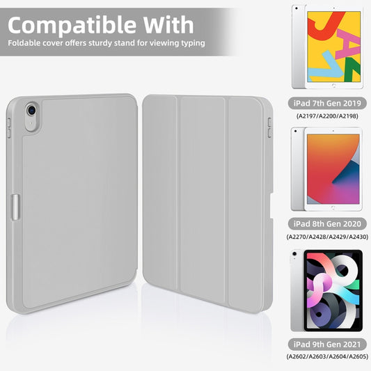 For iPad Air 5 / 4 3-fold TPU Smart Leather Tablet Case with Pen Slot(Grey) - iPad Air (2022) / (2020) 10.9 Cases by buy2fix | Online Shopping UK | buy2fix
