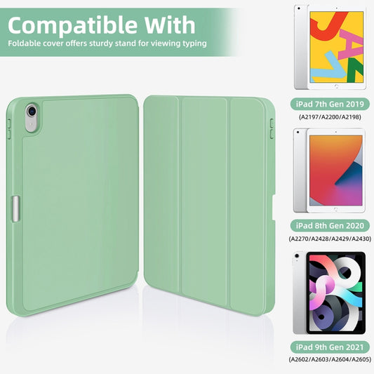 For iPad Air 5 / 4 3-fold TPU Smart Leather Tablet Case with Pen Slot(Green) - iPad Air (2022) / (2020) 10.9 Cases by buy2fix | Online Shopping UK | buy2fix