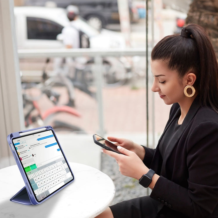 For iPad Air 5 / 4 3-fold TPU Smart Leather Tablet Case with Pen Slot(Lavender Purple) - iPad Air (2022) / (2020) 10.9 Cases by buy2fix | Online Shopping UK | buy2fix