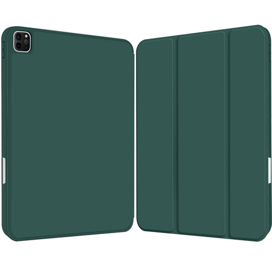 For iPad Pro 11 2022 / 2021 / 2020 3-fold TPU Smart Leather Tablet Case with Pen Slot(Dark Green) - iPad Pro 11 (2022/2021) Cases by buy2fix | Online Shopping UK | buy2fix
