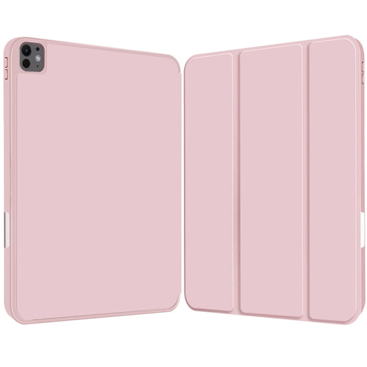 For iPad Pro 11 2025 / 2024 3-fold TPU Smart Leather Tablet Case with Pen Slot(Pink) by buy2fix