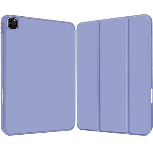 For iPad Pro 12.9 3-fold TPU Smart Leather Tablet Case with Pen Slot(Lavender Purple) - iPad Pro 12.9 (2020) Cases by buy2fix | Online Shopping UK | buy2fix